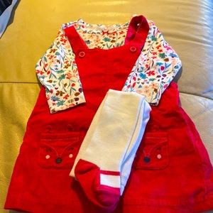 Long sleeve top, corduroy jumper set with tights